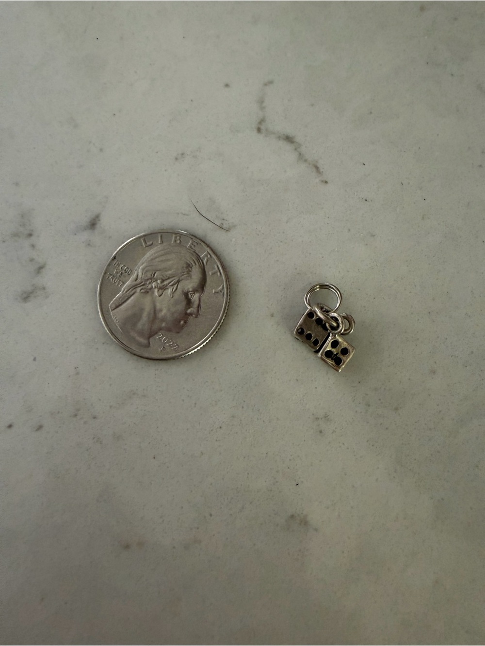 Small Sterling Silver Dice Charm